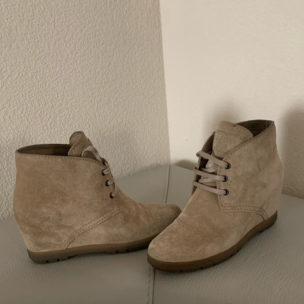 Prada Suede Wedge Booties